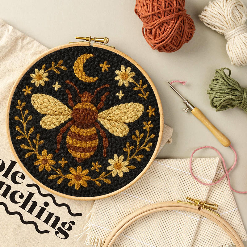 Bumble Bee Punch Needle Kit -  Handmade Decorative Needlepoint | Diy Wall Hanging - image 3