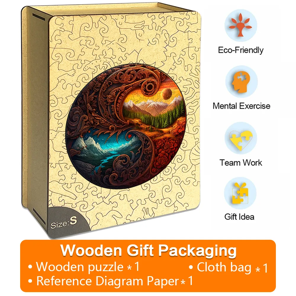 Yin Yang Dusk and Starry Night - Wooden Jigsaw Puzzles