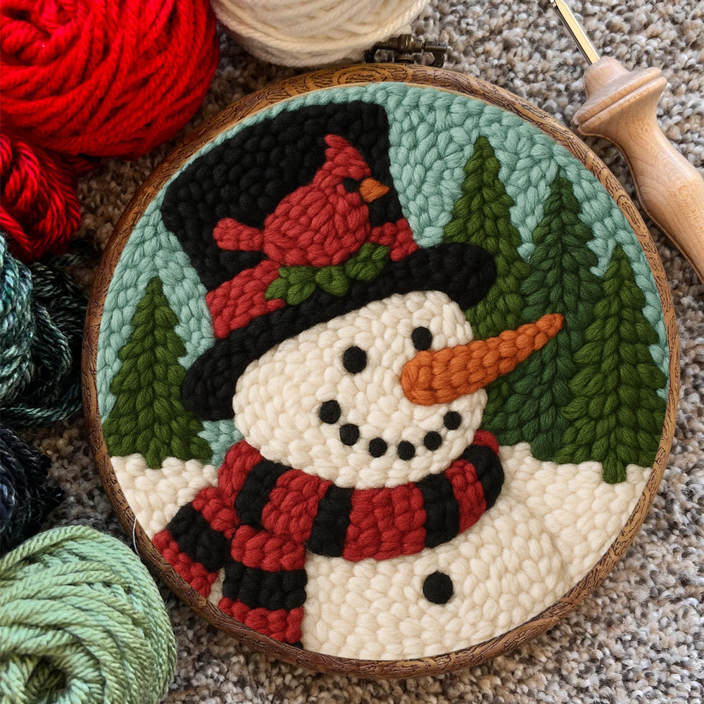 Snowman with Cardinal Punch Needle Kit – Cozy Winter DIY Gift | Handmade Holiday Keepsake - image 7