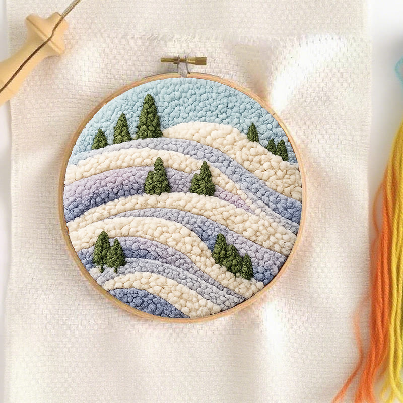 Snowy Ridge Pine Punch Needle Kit - Gentle Diy Experience | Serene Home Find - image 3