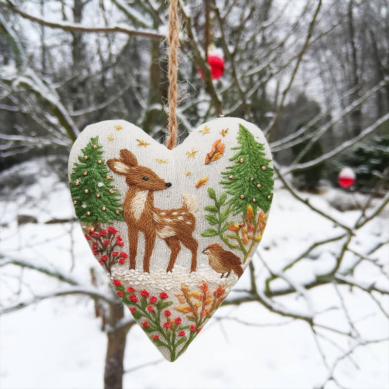 Rubbyoo Heart Embroidery Kit - Winter Elk | Diy Christmas Tree Decor | Unique Handmade Gift - image 3