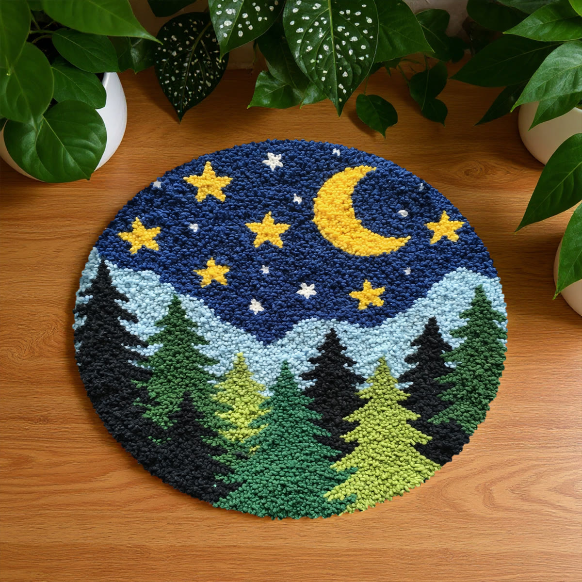 Rubbyoo Latch Hook Rug Kit - Forest At Night | Special Handmade Craft | Diy Versatile Plush Rug - 48×48cm - image 8