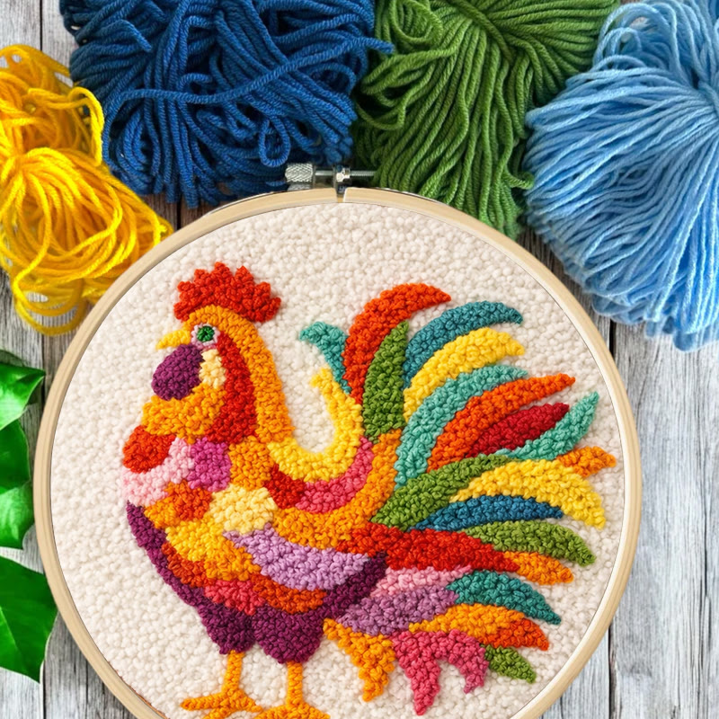 Vivid Rooster Punch Needle Kit - Simple Handcraft | Must-have Gift Option - image 8