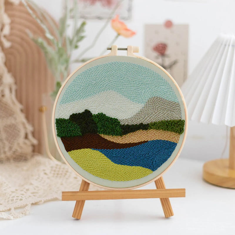 Serene Landscape Punch Needle Kit – Peaceful DIY Project | Relaxing Nature-Inspired Wall Art - image 3