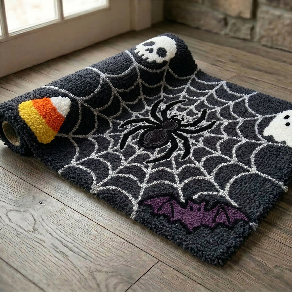 Rubbyoo Latch Hook Rug Kit - Big Black Spider | Handmade Gift For Her | Halloween Holiday Spooky Mat   - image 9