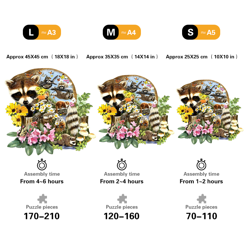 Raccoon ‘Flower Land’ - Wooden Jigsaw Puzzles