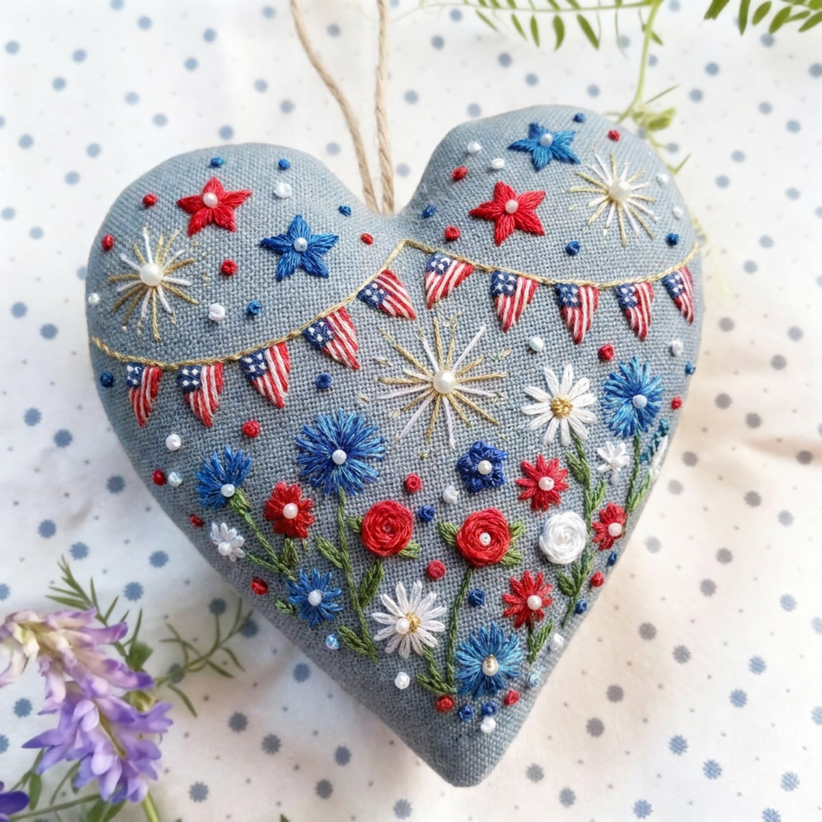 Rubbyoo Heart Embroidery Kit - Shining Day | Semiquincentennial Anniversary Pattern | Patriotic Present Choice - image 4