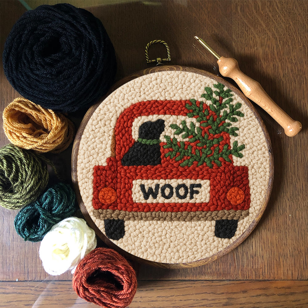  Woof Truck Punch Needle Kit - Diy Punch Needle Coaster | Craft For Handmade Enthusiast | Unique Decorative Gifts - image 6