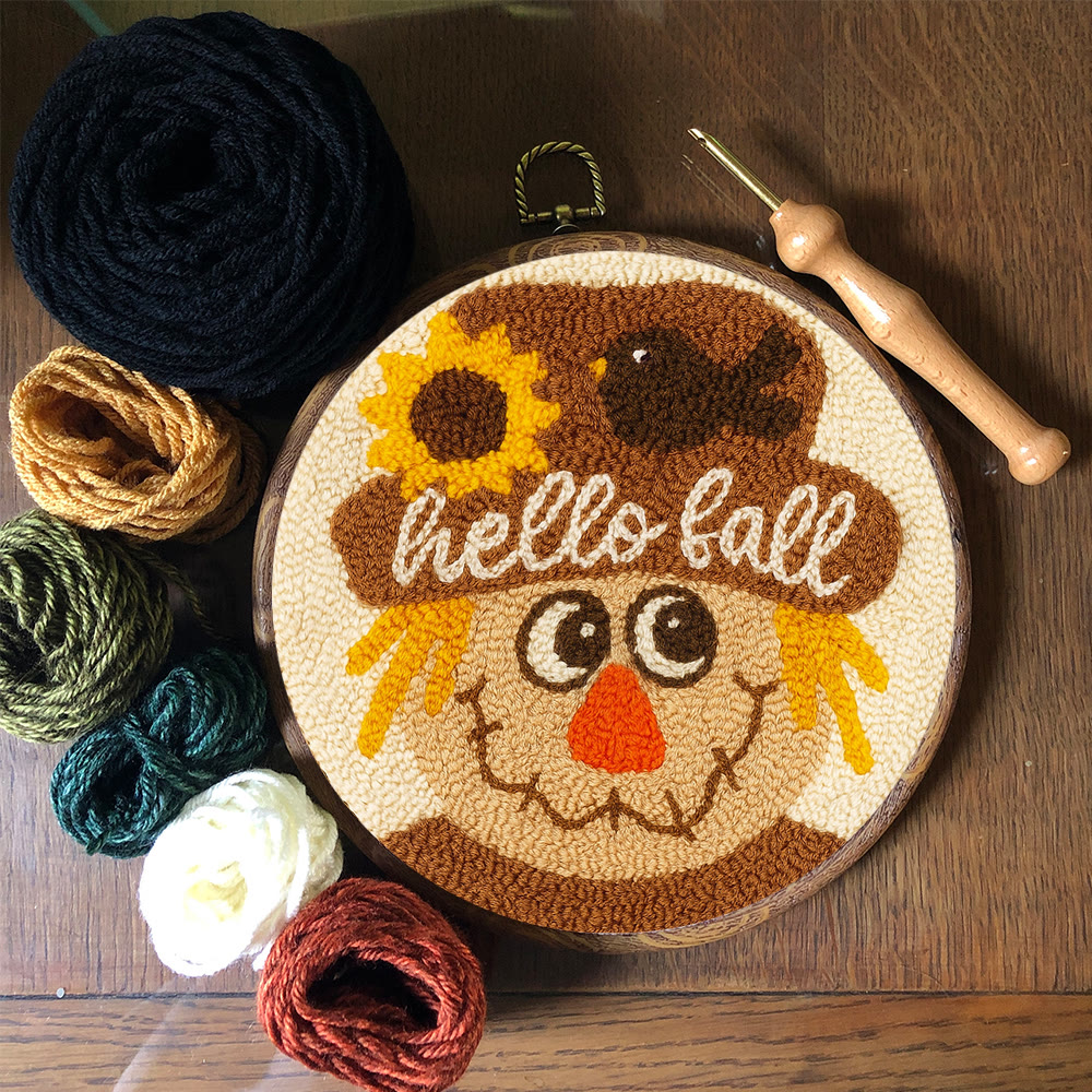 Fall Scarecrow Punch Needle Kit - Autumn Home Ornament | Diy Hanging Art - image 4