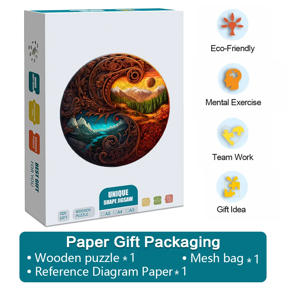 Yin Yang Dusk and Starry Night - Wooden Jigsaw Puzzles