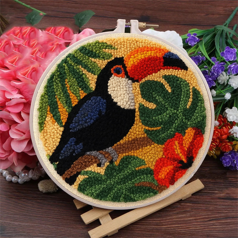 Toucan Tropical Punch Needle Kit - Easy Diy Kit | Exotic Handcraft Gift - image 3