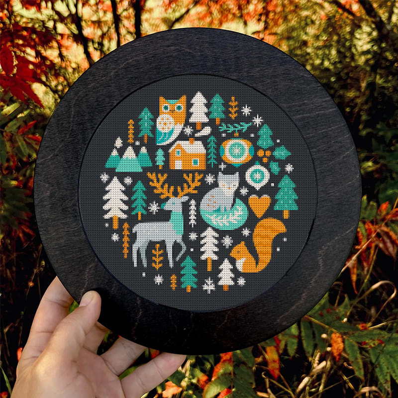  Cross Stitch Kit - Christmas Forest | Unique Holiday Ornament | Easy Handmade Needlecraft - image 8