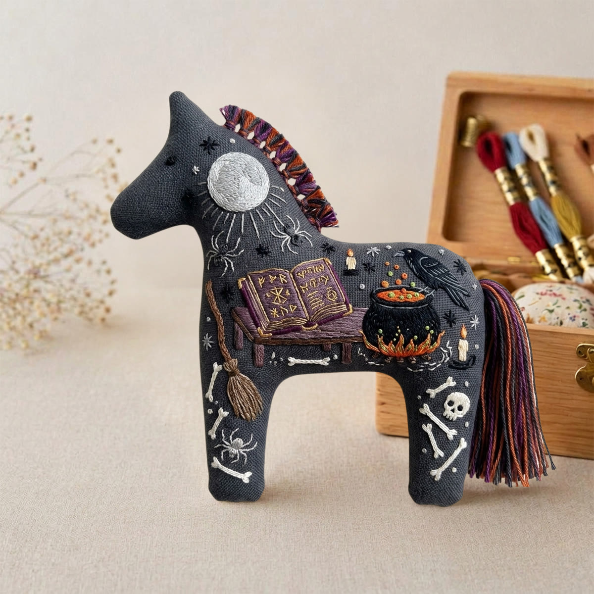 Rubbyoo Dala Horse Embroidery Kit - Witch's Cauldron | Gift For Bestie | Tiered Tray Decor - image 4