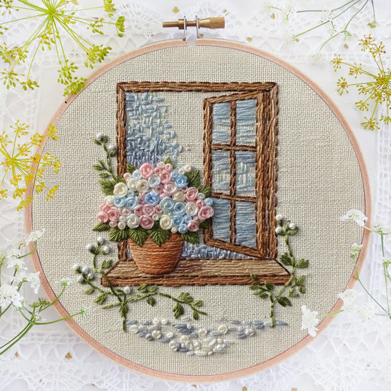 Rubbyoo Embroidery Kit - Charming Window | Handmade Hoop Art | Housewarming Gift Idea - image 8