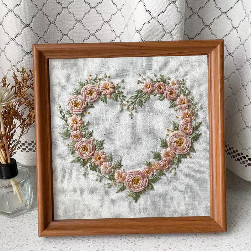 Rubbyoo Embroidery Kit - Romantic Heart | Perfect Anniversary Gift | Easy Handmade Craft - Embroidery Kit Plus An Extra Frame - image 9