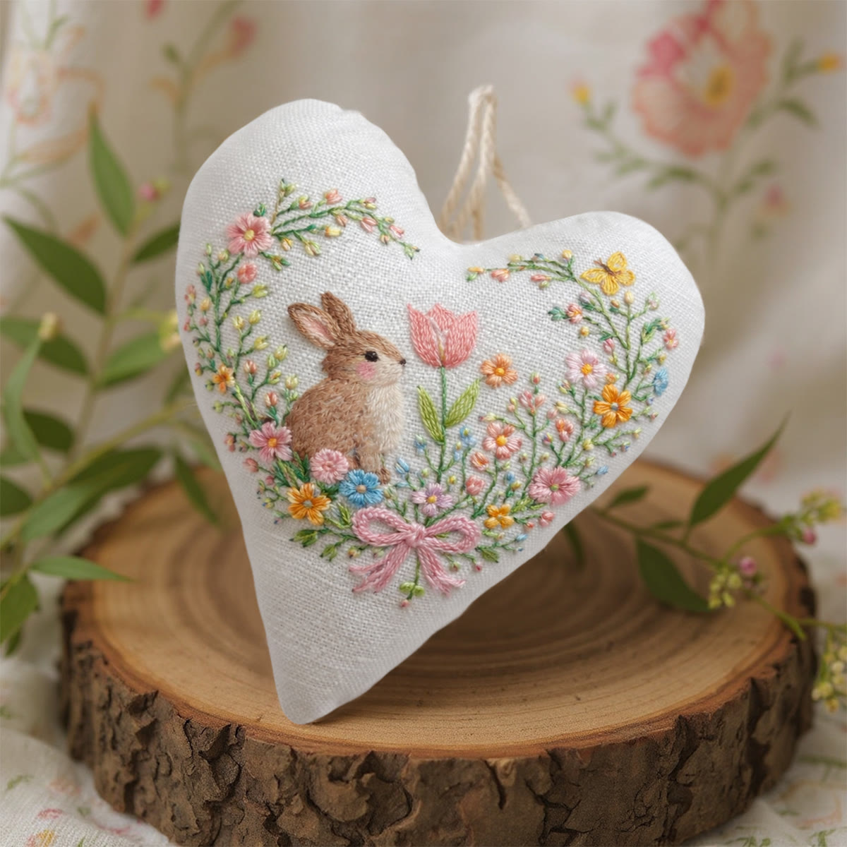 Rubbyoo Heart Embroidery Kit - Adorable Rabbit | Hanging Hearts Decor | Easy Needle Craft For Beginner  - image 5