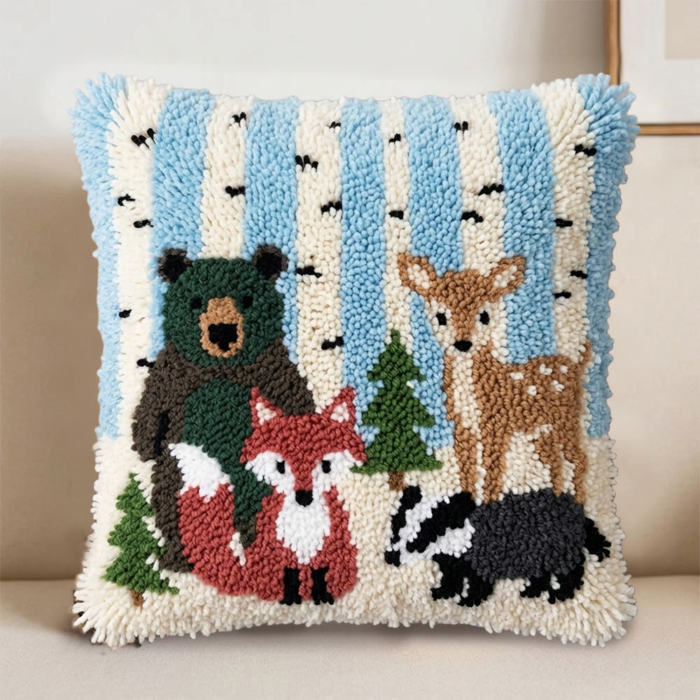 Rubbyoo Latch Hook Pillow Kit - Animal With Birch Tree | Vintage Handmade Pillowcase | Nice Gifts For Mom - image 3
