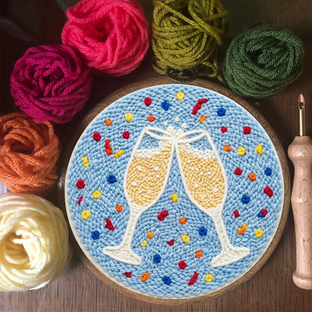 Champagne Cheers  Punch Needle Kit - Colorful Celebration Theme | Useful Housewarming Party Accent - image 8