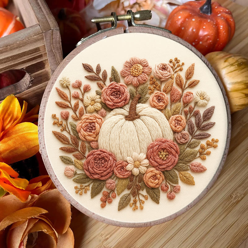 Rubbyoo Embroidery Kit - Floral Pumpkin | Halloween Wall Decor  | Diy Thanksgiving Gifts  - image 6