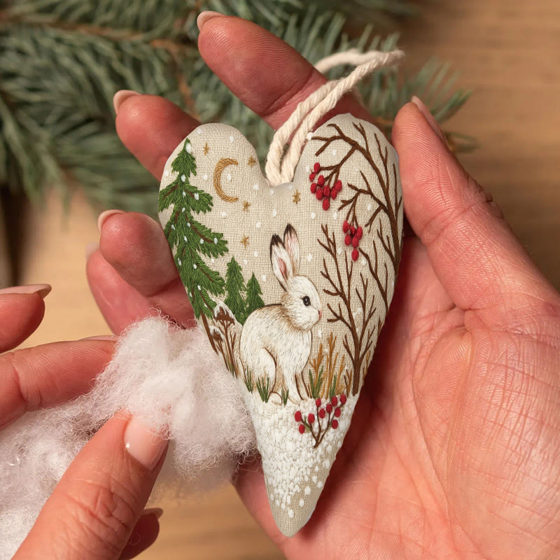 Rubbyoo Heart Embroidery Kit - White Rabbit | Adorable Animal Craft | Diy Christmas Hanging Art - image 7