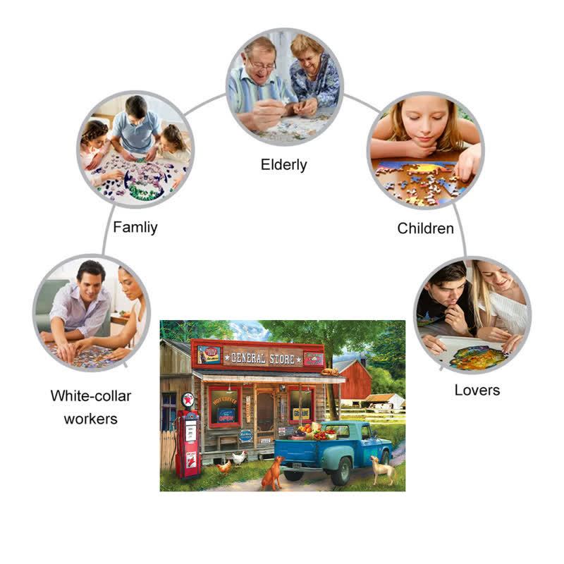 Rubbyoo A Stop at the Store - Wooden Jigsaw Puzzle