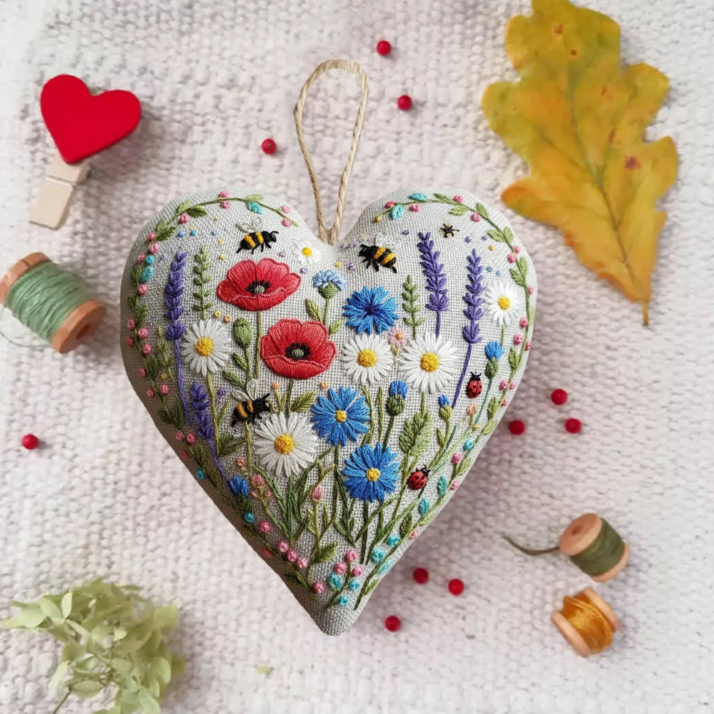 Rubbyoo Heart Embroidery Kit - Poppy And Wildflower Meadow | Fresh Diy | Vibrant Home Touch - image 10