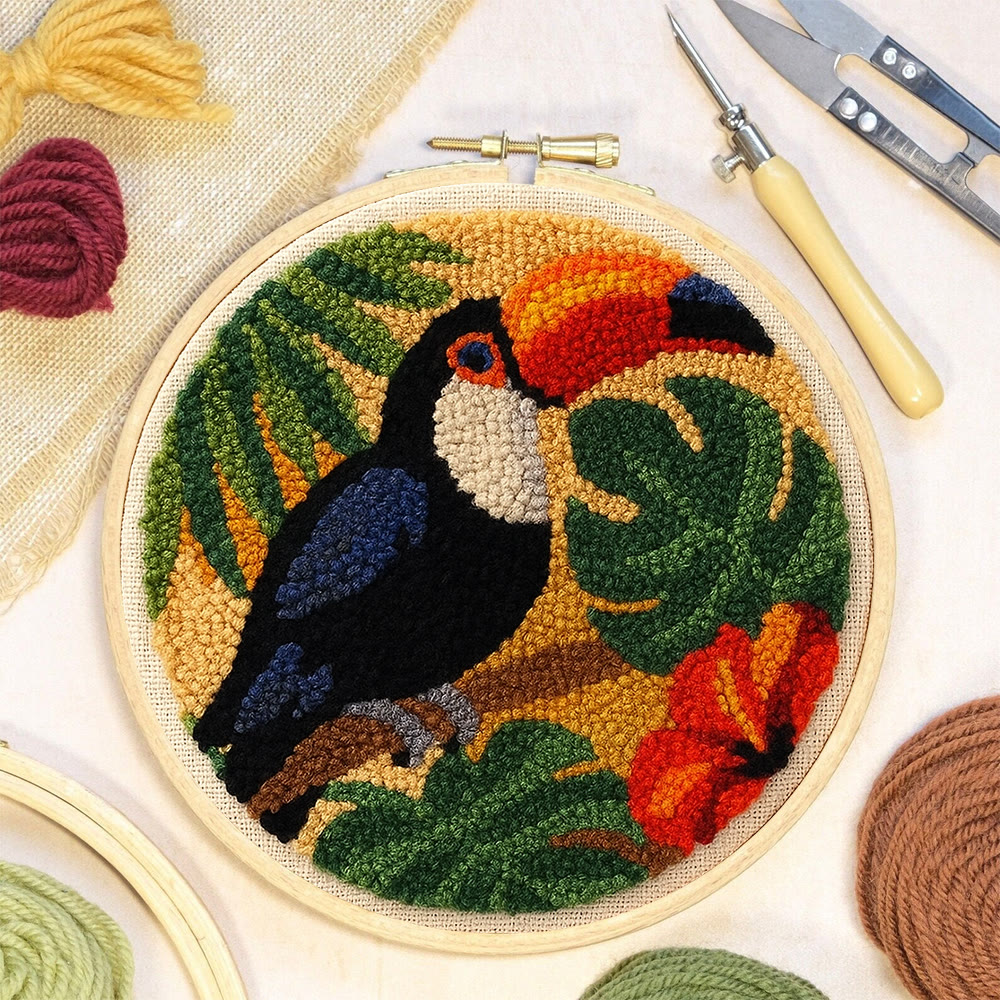 Toucan Tropical Punch Needle Kit - Easy Diy Kit | Exotic Handcraft Gift - image 5