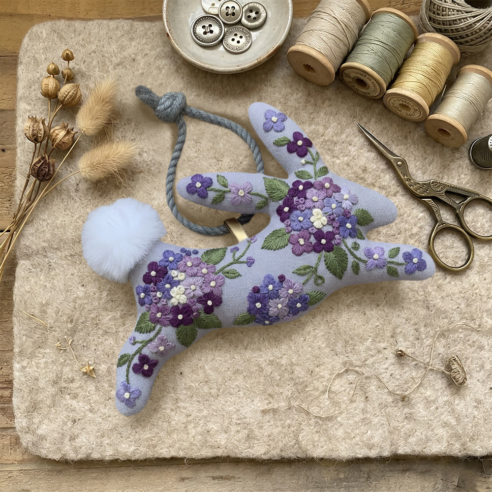 Rubbyoo Rabbit Embroidery Kit - Purple Floral Bouquet | Relaxing Craft | Top Gifting Choice - image 4