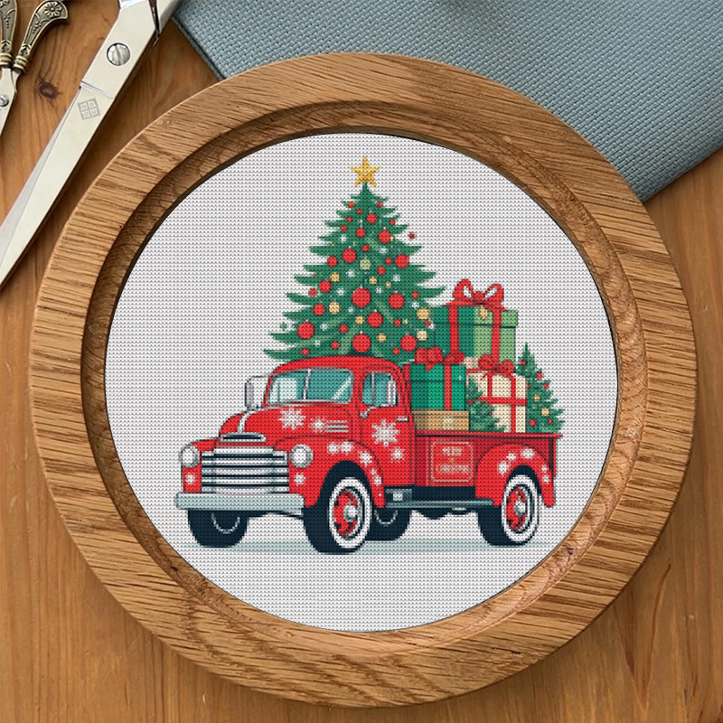  Cross Stitch Kit - Christmas Truck | Diy Holiday Needlework |  Perfect Wall Decoration - image 8