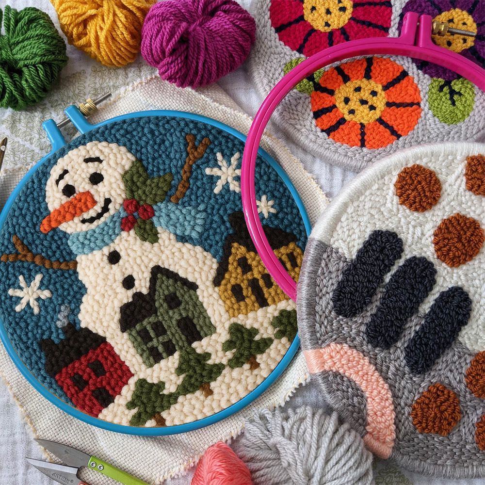 Village Snowman Punch Needle Kit – Beginner-Friendly Project | Charming Holiday Wall Piece - image 10