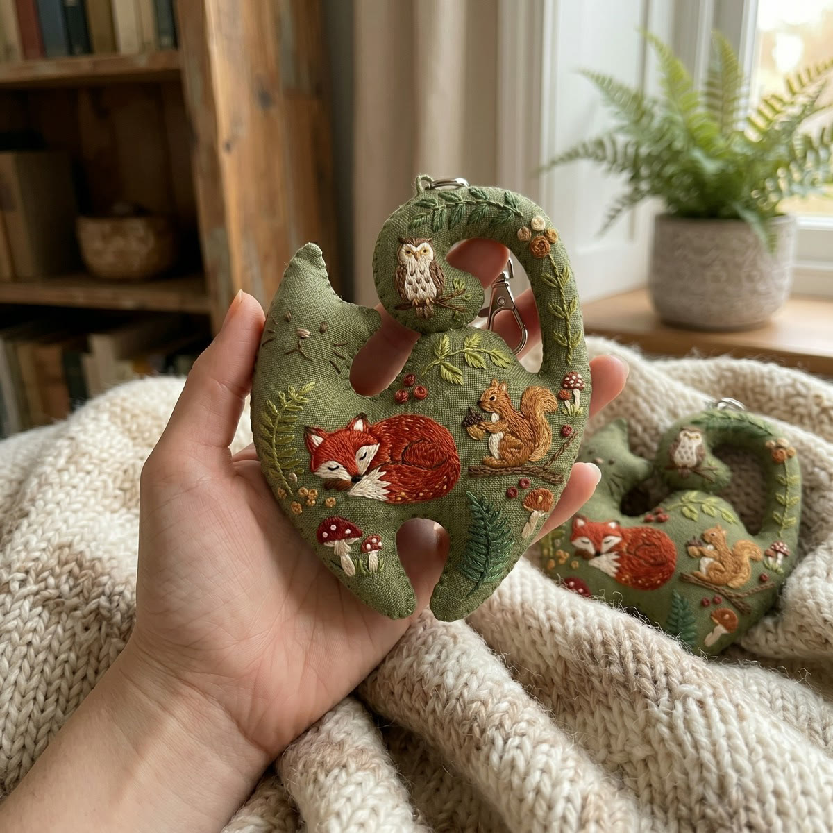 Rubbyoo Kitty Embroidery Kit - Fox And Squirrel | Cat-shaped Holiday Gift Idea | Dreamy Miniature Ornament - image 3