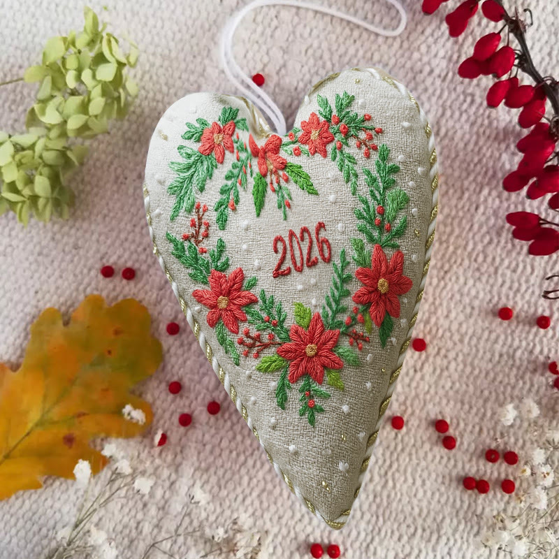 Rubbyoo Heart Embroidery Kit - Christmas Wreath | Diy Christmas Ornaments | Perfect Handicraft For New Year - image 6
