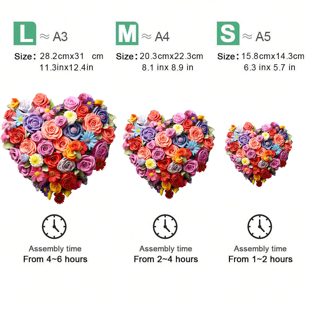 Heart Rose - Wooden Jigsaw Puzzle