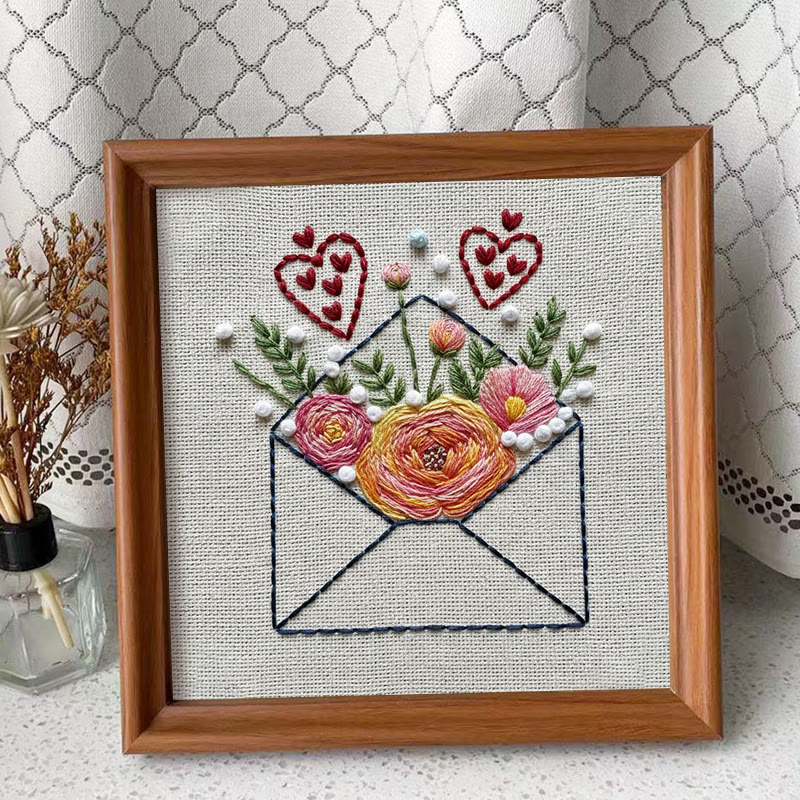 Rubbyoo Embroidery Kit - Love Envelope | Diy Needle Art Project | Nice For Desk Decor - Embroidery Kit Plus An Extra Frame - image 9