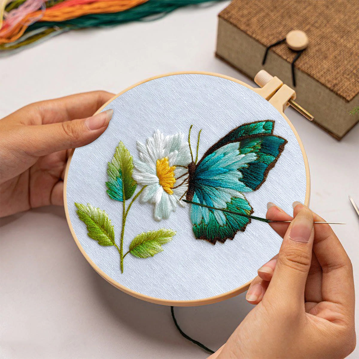 Rubbyoo Embroidery Kit - Butterfly And Daisy | Starter Friendly Craft | Delicate Home Charm - image 5