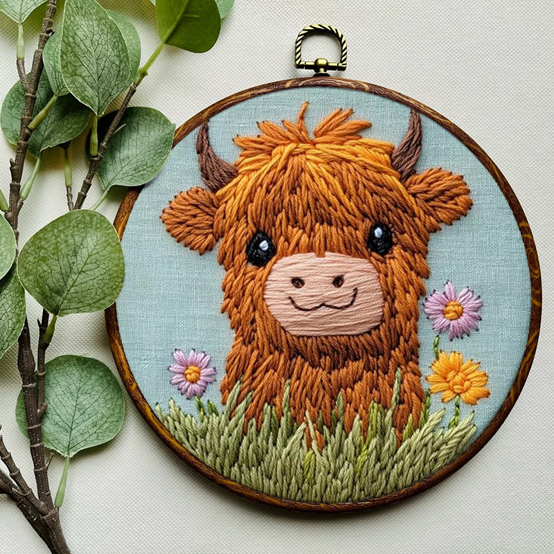 Floral Cow Punch Needle Kit - Adorable Animal Craft | Easy For Adults And Children - image 8