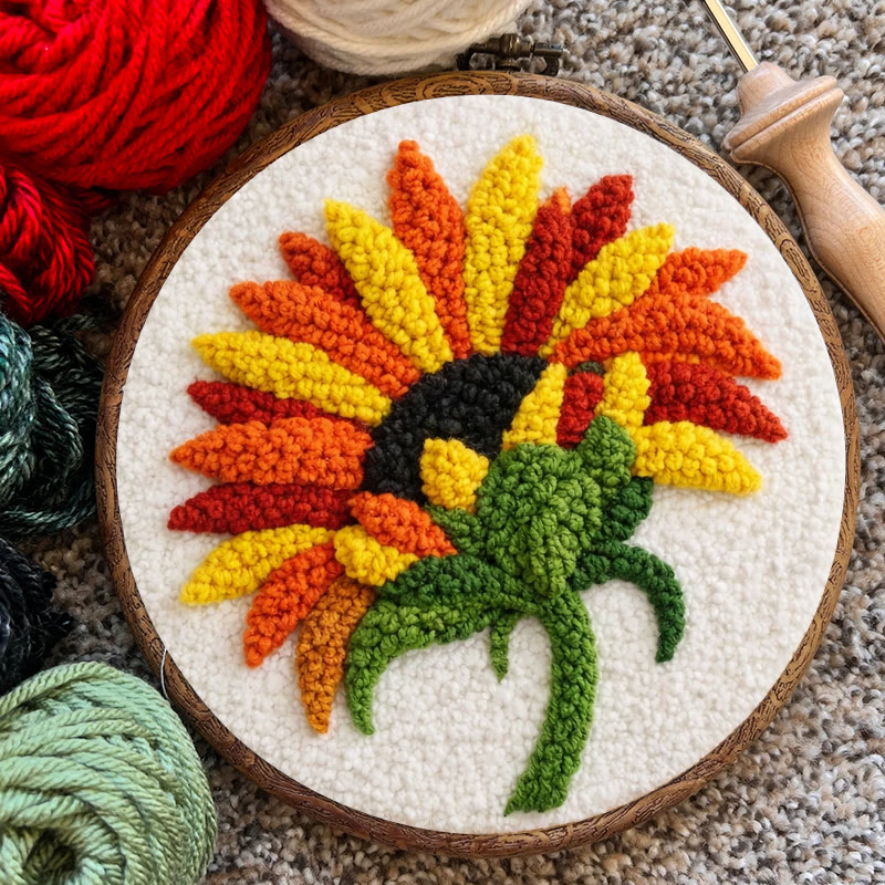 Abstract Sunflower Punch Needle Kit - Stunning Yarn Craft | Perfect Wall Decor - image 7