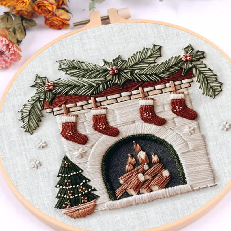 Rubbyoo Embroidery Kit - Cozy Fireplace Holiday Needlework Gift - image 10