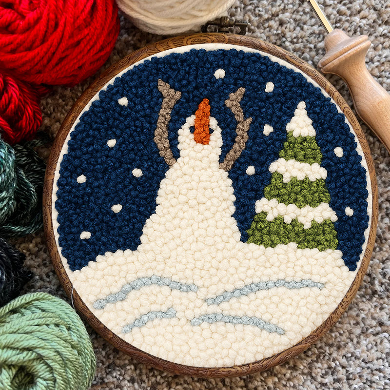 Christmas Snowman And Tree Punch Needle Kit - Handmade Needle Craft | Festival Decoration Gift  - image 9