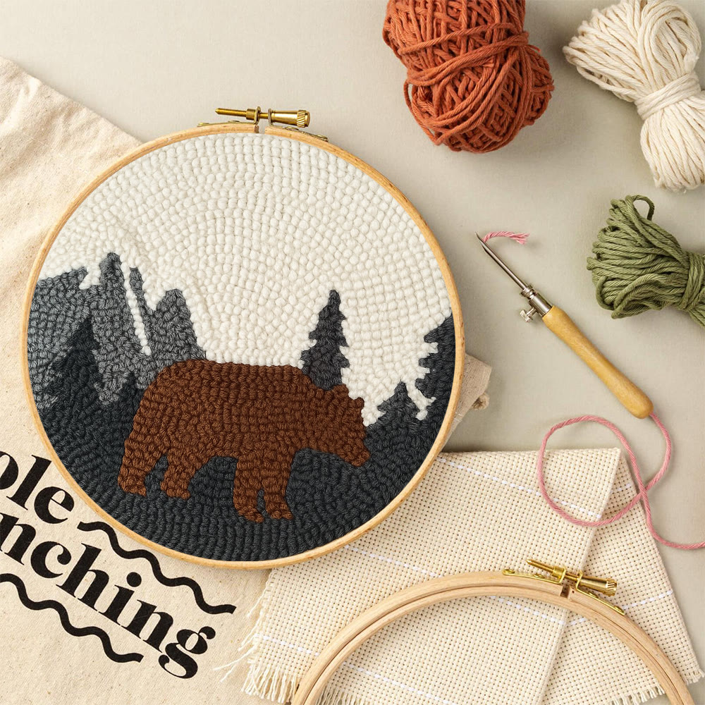 Fierce Bear Punch Needle Kit - Diy Animal Coaster | Nice Desk Decor - image 6