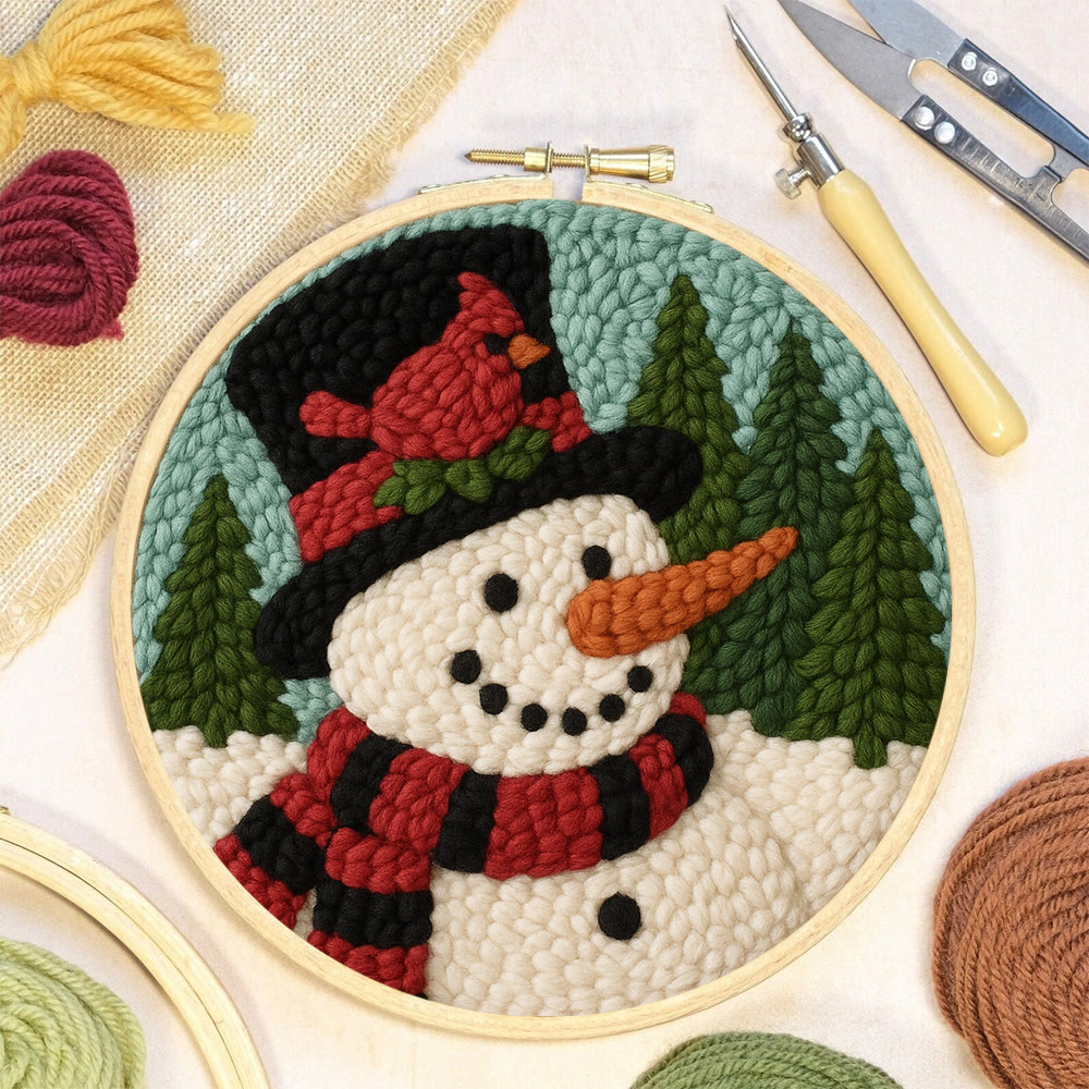 Snowman with Cardinal Punch Needle Kit – Cozy Winter DIY Gift | Handmade Holiday Keepsake - image 9