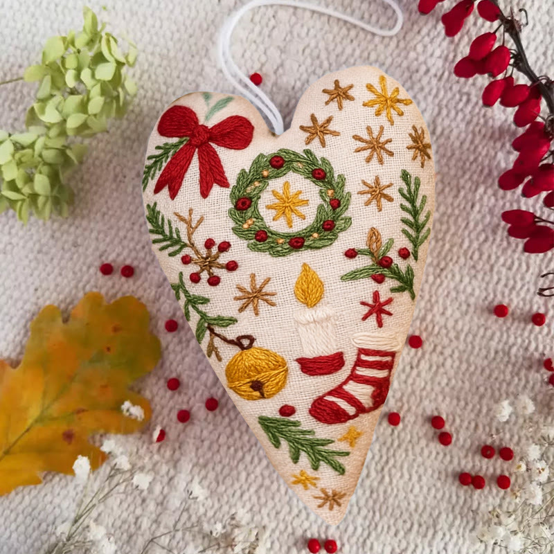 Rubbyoo Heart Embroidery Kit - Christmas Wreath | Personalized Hanging Decor | Unique Needle Craft - image 8