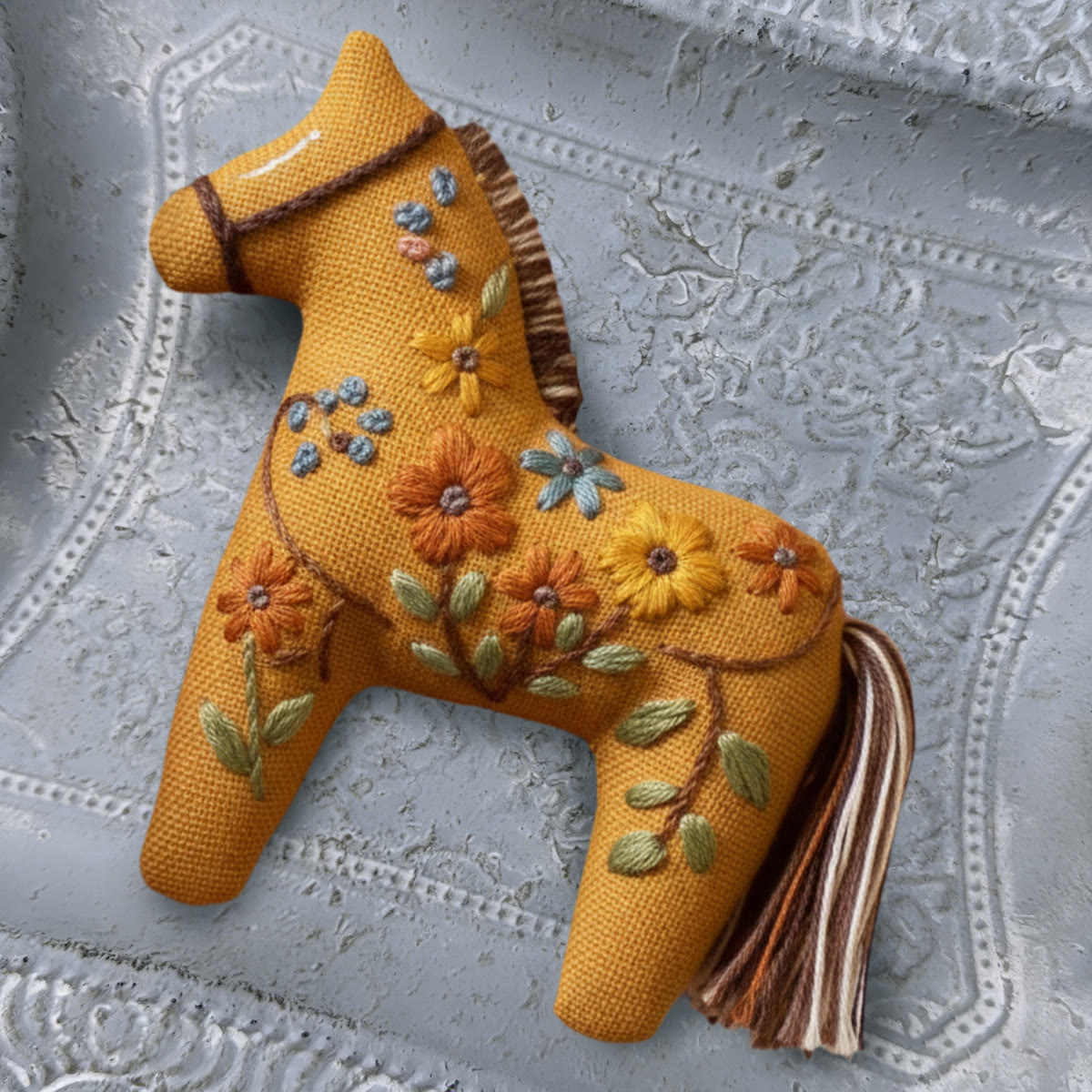 Rubbyoo Dala Horse Embroidery Kit - Yellow Wildflower Vine | Simple Handwork | Sweet Table Decoration - image 8