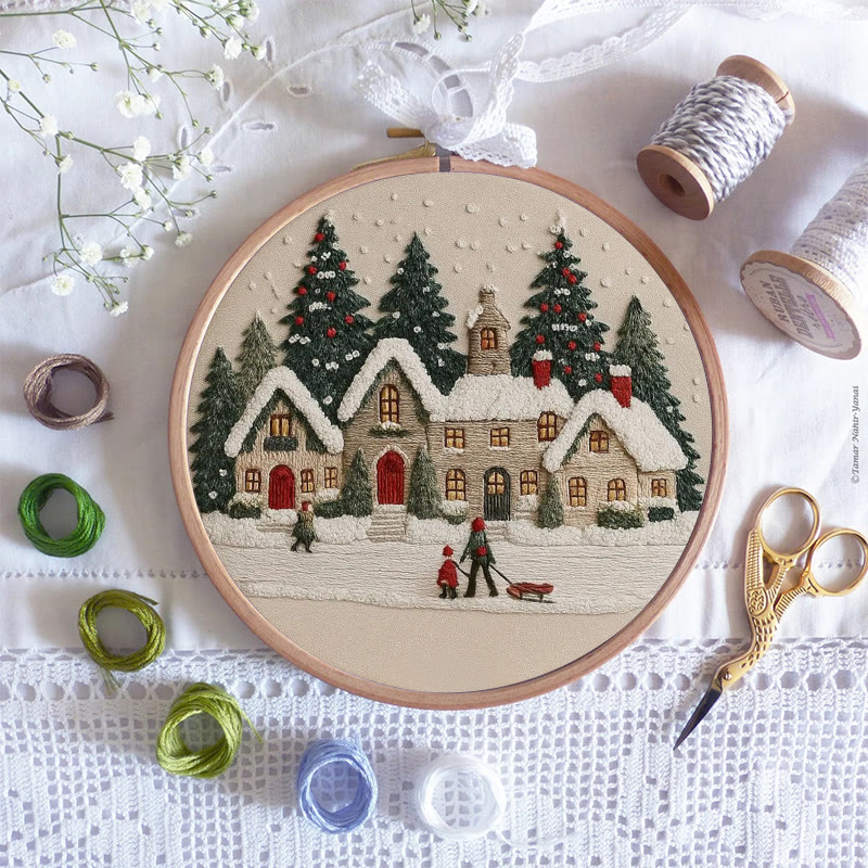 Rubbyoo Embroidery Kit - Christmas Cabin Sledding Scene | Heartwarming Indoor Decor | Exquisite Stitch - image 8