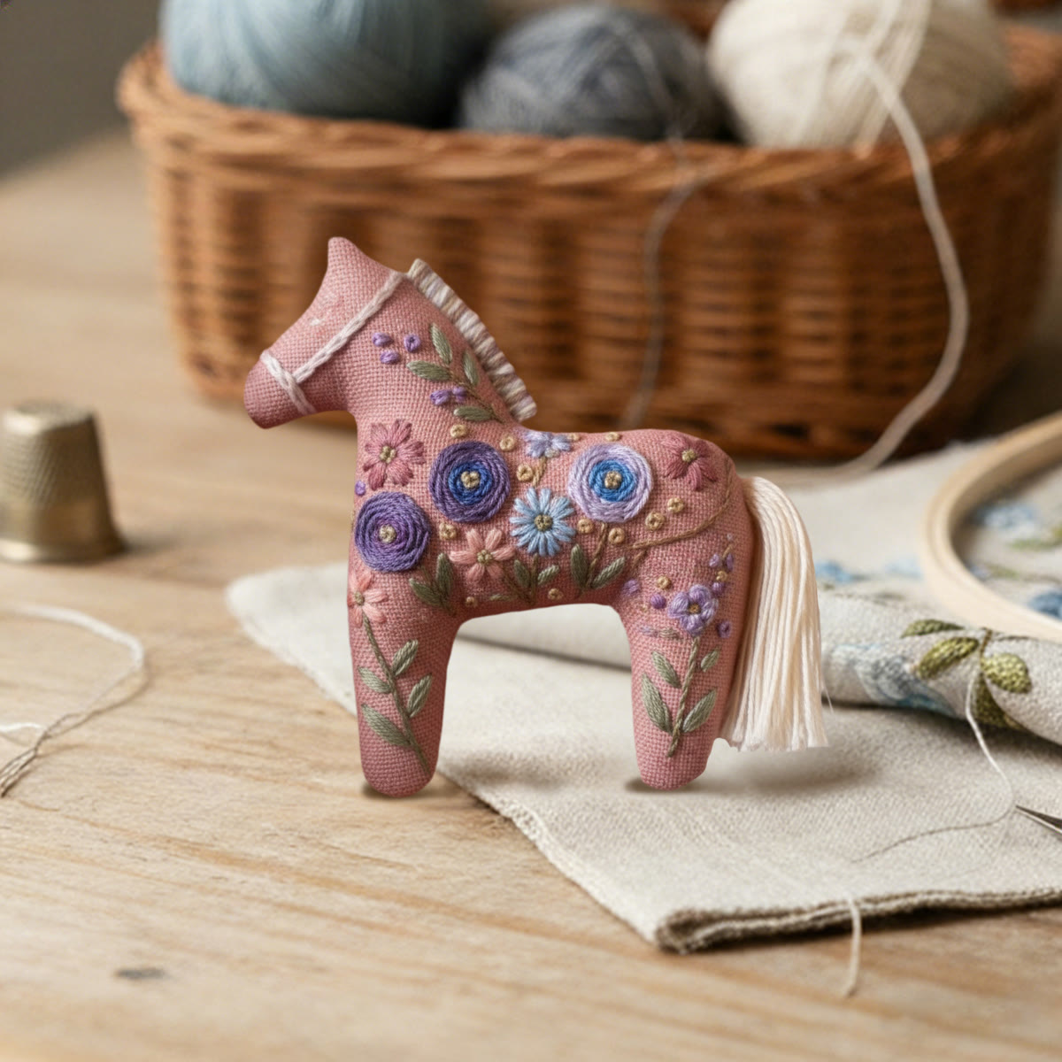Rubbyoo Dala Horse Embroidery Kit - Purple Floral | Unique Floral Art | Charming Craft For Mom - image 4
