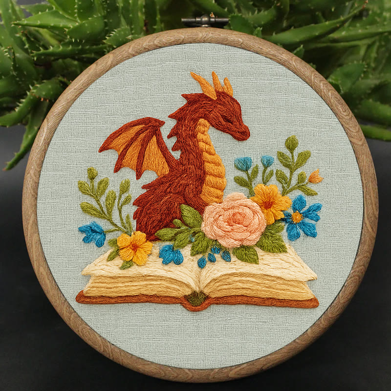 Rubbyoo Embroidery Kit - Dragon With Floral Books | Beginner Friendly Artwork | Unique Animal Collection  - image 6