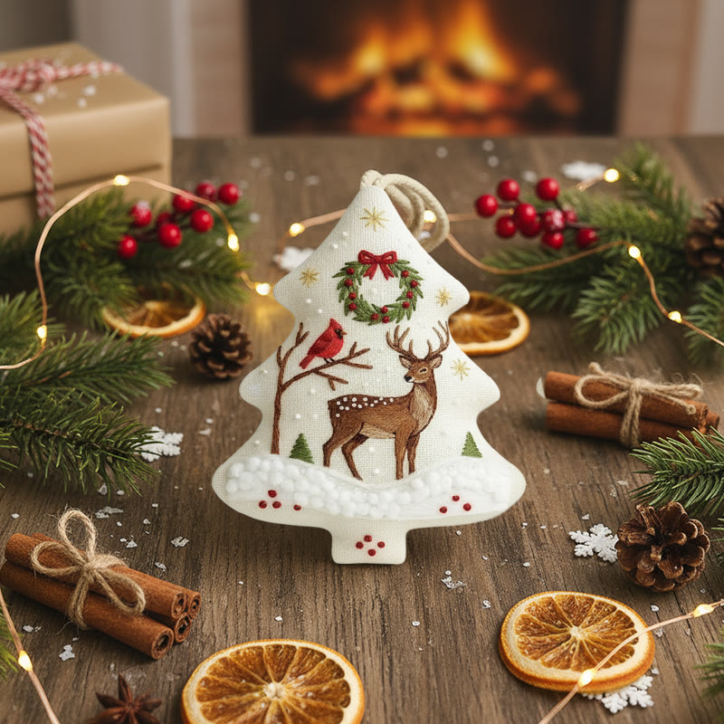 Rubbyoo Tree-shaped Embroidery Kit - Reindeer With Jingle Bells | Crafted With Love Treasure | Christmas Must-have - image 4