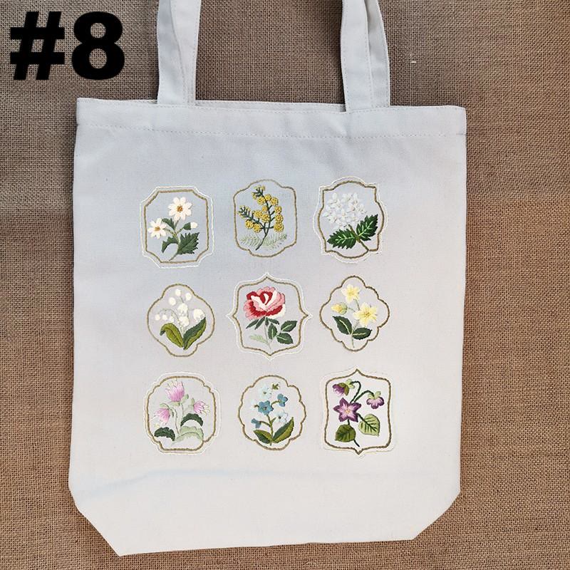 Embroidery Beige And White Canvas Tote Bag Kits | Beginner Flower Crafts | Eco-friendly Shoulder Bag | Christmas Gift - #8 - image 9