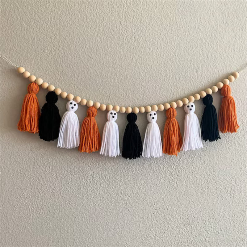 Rubbyoo Spooky Ghost Halloween Ornaments - Tasse Halloween Knitted Crafts | Perfect For Wall Decor - Ghost Series A - image 2