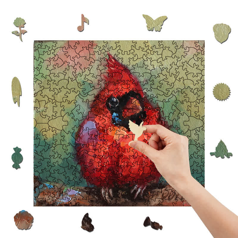 Rubbyoo Red Cardinal - Wooden Jigsaw Puzzle